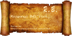 Rozgonyi Bálint névjegykártya